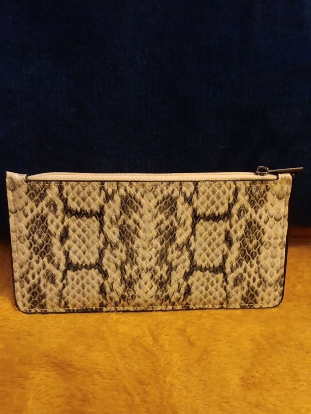 a new day Snake-Print Zip Pouch in Beige and Black